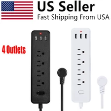 Wall Mountable USB Surge Protector Power Strip 4 Outlet Plugs with USB Ports USA