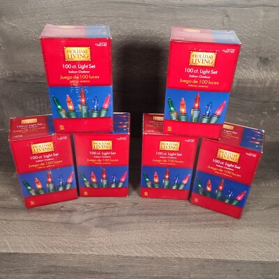 Lot of 6 Holiday Time 100-Count Multicolor Incandescent Lights Indoor/Outdoor