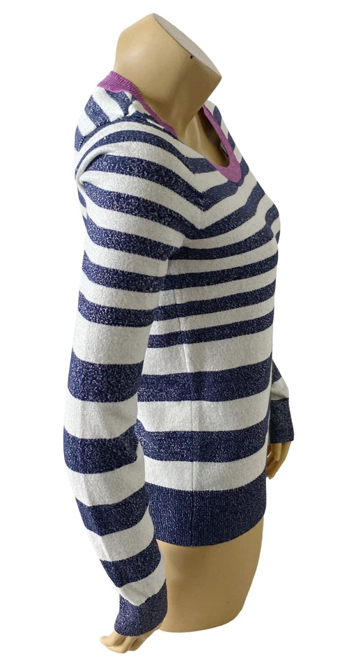 Suéter tejido a rayas cuello redondo manga larga ARIZONA talla Jr grande para mujer Foto 3 de 4