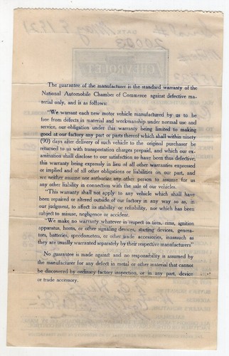 1921 Chevrolet 490 Automobile Dealership Invoice / Receipt West Lafayette Ohio - Picture 2 of 2