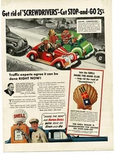 1939 Super Shell Gasoline share the road club Screwdrivers Vintage Print Ad 2