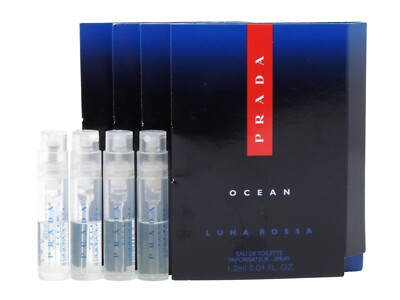 PRADA LUNA ROSSA OCEAN EDT 1.2ml .04fl oz x 4 COLOGNE SPRAY SAMPLE VIALS