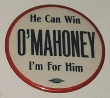 VINTAGE SENATOR JOSEPH JOE O'MAHONEY WYOMING POLITICAL CAMPAIGN BUTTON PIN