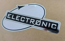 Lambretta Electronic CHROME & BLACK Legshield Sticker, Decal, Scooter 11cm x 6cm