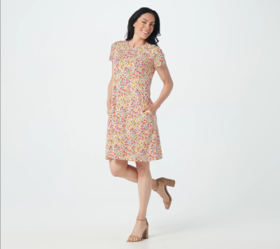 Isaac Mizrahi Live! Regular Solid or Printed Knit Dress, Size X-Small, Ditsy Floral Isaac Mizrahi Live! Regular Solid or Printed Knit Dress, Size X-Small, Ditsy Floral
