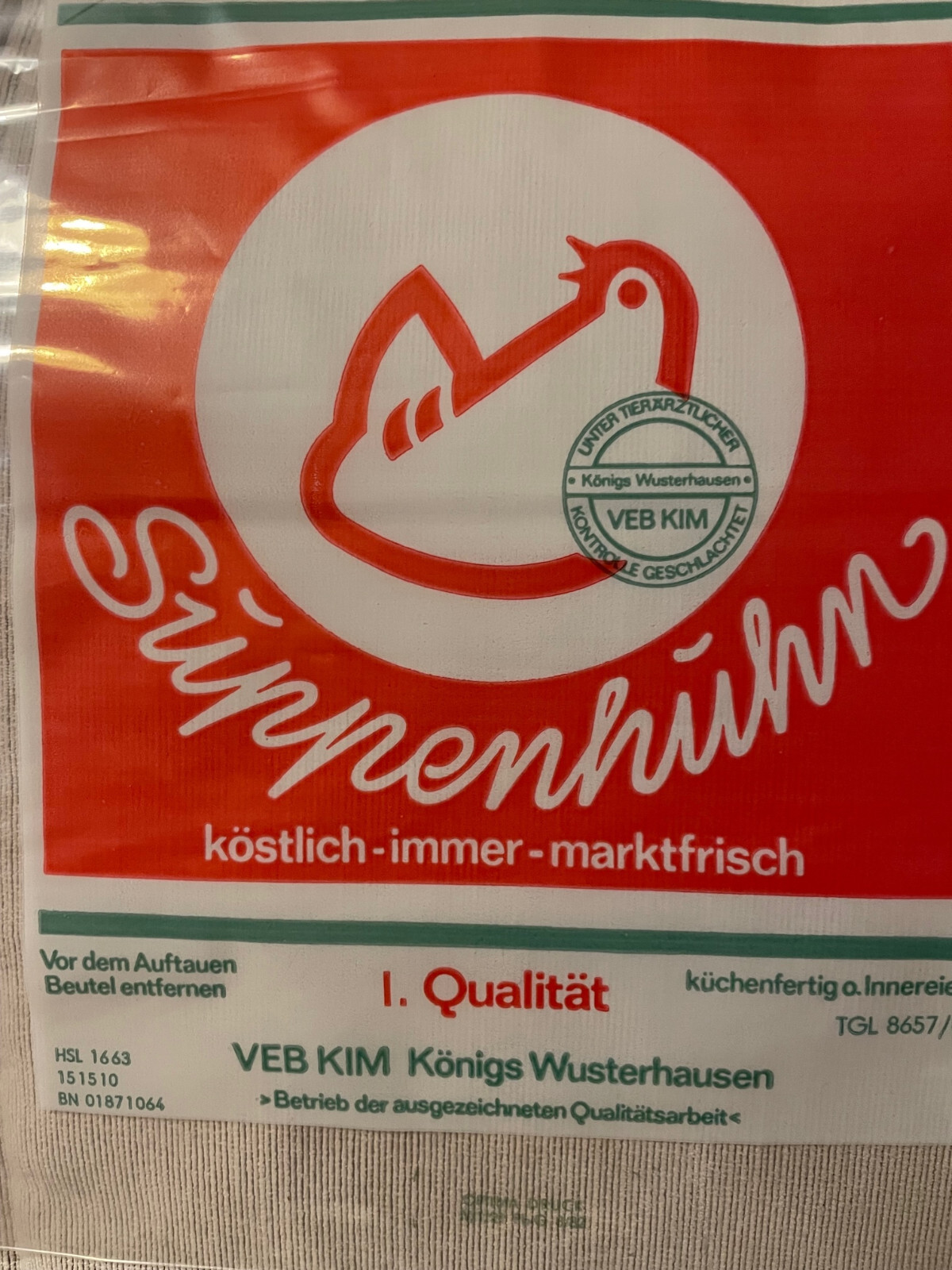 TOP-VERPACKUNG-SUPPENHUHN-TÜTE-KIM-DDR-KAUFHALLE-KONSUM-GAG-KULT-RAR-VEB-