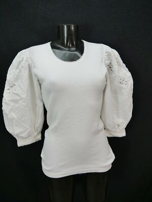 Gr.38 Trachtenbluse weiß Bluse Hammerschmid mit Stretch Spitze gemustert TB6515