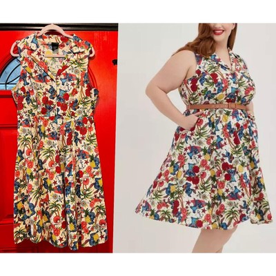 Torrid Disney Lilo & Stitch Swing Halter Tattoo Pin Up Rockabilly Punk Dress 14