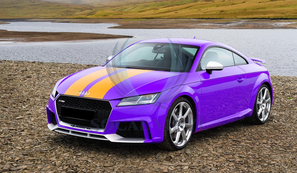 Calcomanías envolventes de vinilo de rayas de carreras de color mate para Audi TT Stripe 25 ft/50 ft de largo Foto 3 de 4