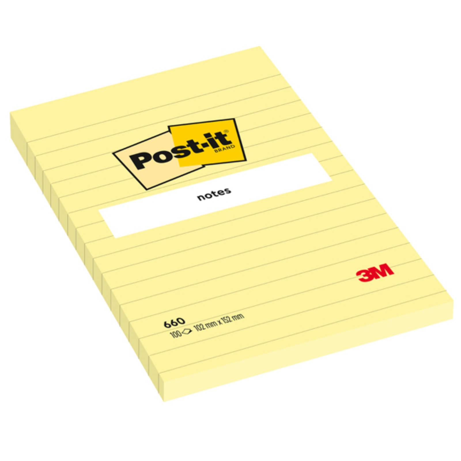 BLOCCO FOGLIETTI - GIALLO CANARY - A RIGHE - 102 X 152MM - 100 FOGLI - POST IT