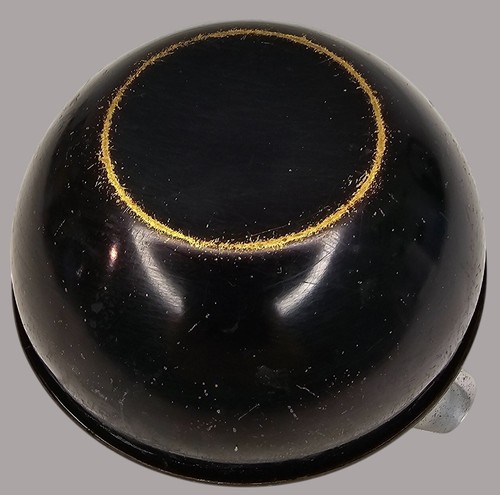 Posacenere vintage anni 70 art deco base in rame verniciato nero con piano cromato - Foto 9 di 11