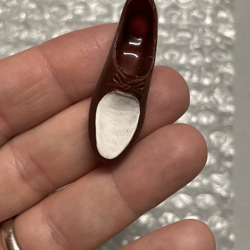 Vintage Ken 34 35 1960s Barbie Shoe loafer Brown White Spectator *RIGHT FOOT* - Picture 9 of 9