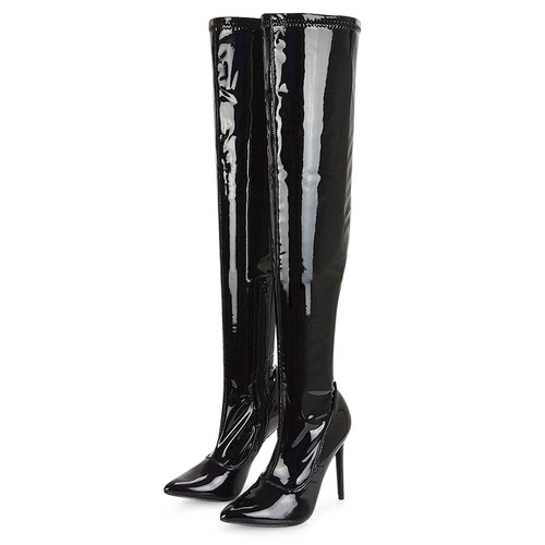 Womens Over The Knee Thigh High Stiletto Heel Ladies Stretch Calf Leg Boots Size - Picture 4 of 102