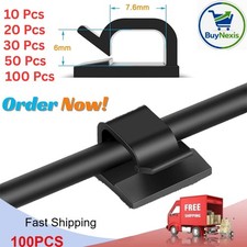 100Pcs Cable Clips Self-Adhesive Cord Management Wire Holder Organizer Clamp NEW