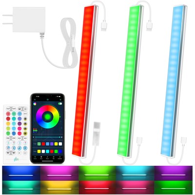 3 Pcs RGB Under Cabinet Lights Kit, Smart App and Remote Control Under Cabine...