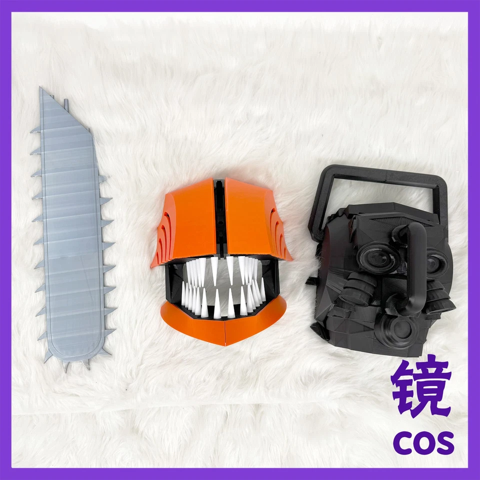 Chainsaw Man Pochita Man Orange Helmet Mask Halloween Handsaw Cosplay Headgear - Image 4 of 4