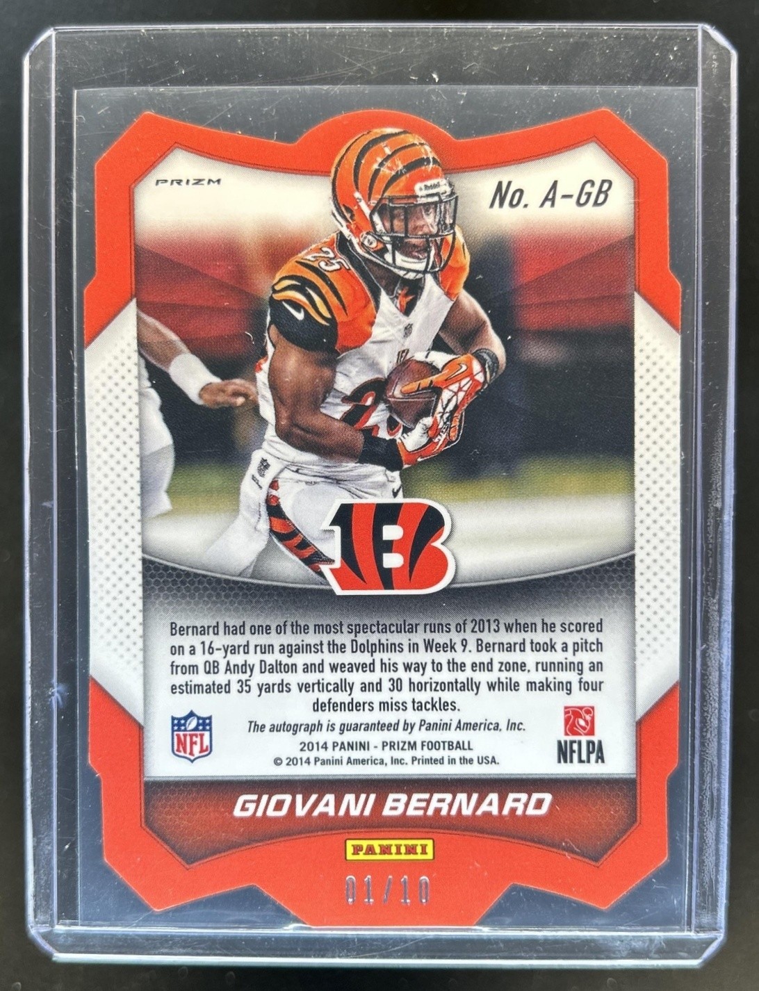 2014 Panini Prizm Giovani Bernard Auto Autograph Prizm Gold #/10 Bengals view 2