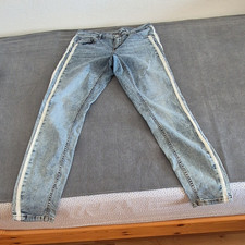 SOCCX Damen Jeans blau/weiß Gr. 29 Straight Leg 83cm Bund 70cm L