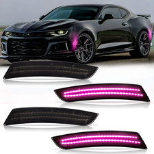 4x Smoked Led Side Marker Bumper Lights Purple Lamps For Chevy Camaro 2016-2024