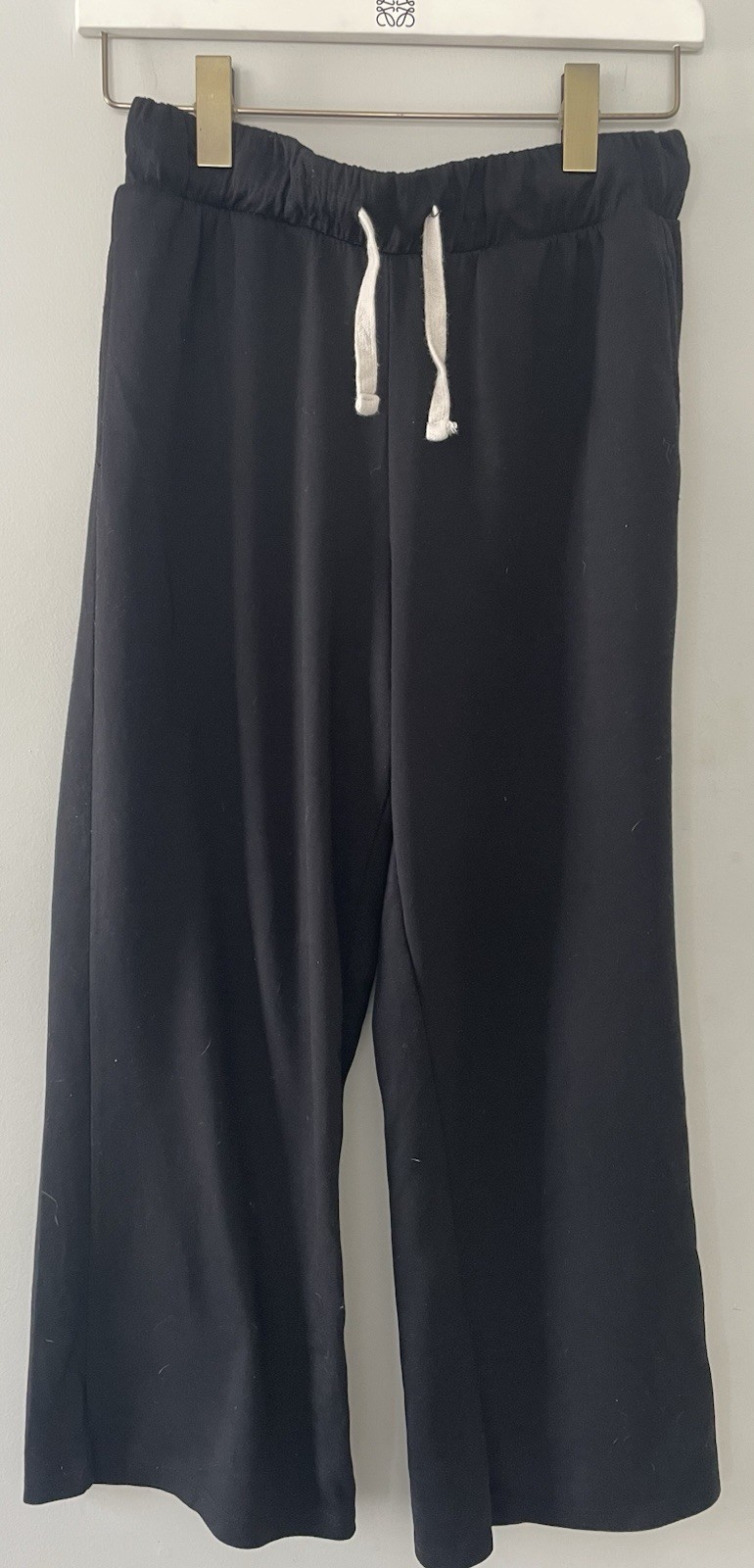 Sweatpants Women Black Cropped Wide Leg Elastic Waist Drawstring Better Together-image