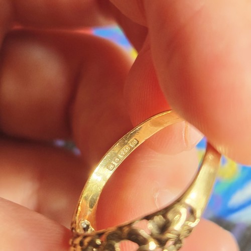 Vintage Solid 9K 9ct Gold 375 Ornate Gold Nugget Abstract Dome Ring, size 7.25 - Picture 11 of 16