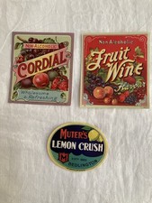 THREE  Vintage  SOFT DRINKS LABELS inc. MUTER'S