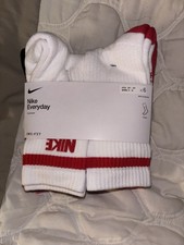Nike Everyday Dri-FIT Crew Socks Womens 4-6 Youth 3Y-5Y 6 Pack Red Black White