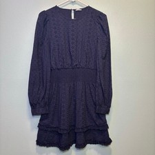 Splendid x Cella Jane Blog mini abito blu navy a strati occhielli manica lunga taglia S