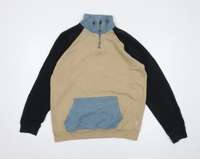 Blend Sweatshirt Herren XL beige durchgehender Reißverschluss, hoher Kragen