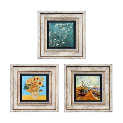 Van Gogh Meisterwerke 3er Set gerahmt Wanddeko Geschenk Vintage Deko Stein