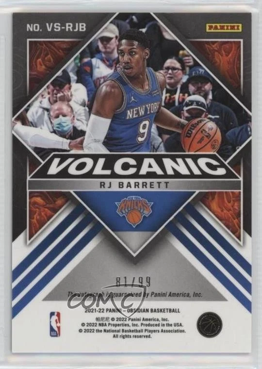 2021-22 Panini Obsidian Volcanic Signatures /99 RJ Barrett #VS-RJB Auto - Image 2 of 2