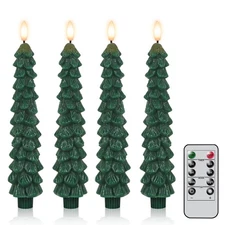 Christmas Tree Flameless Candles with Remote and Timer, Real Wax Battery Oper...