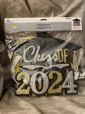 Class Of 2024 Graduation Hanging Decor Black/Silver/Gold Sparkle