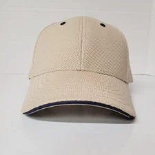 NEW OTTO Cap Collection Khaki w/Navy Edge/Trim 6 Panel Hook & Loop Baseball Hat