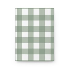 Gingham Checkered Pattern Green Hard Cover Notebook Lined Pages Matte Journal