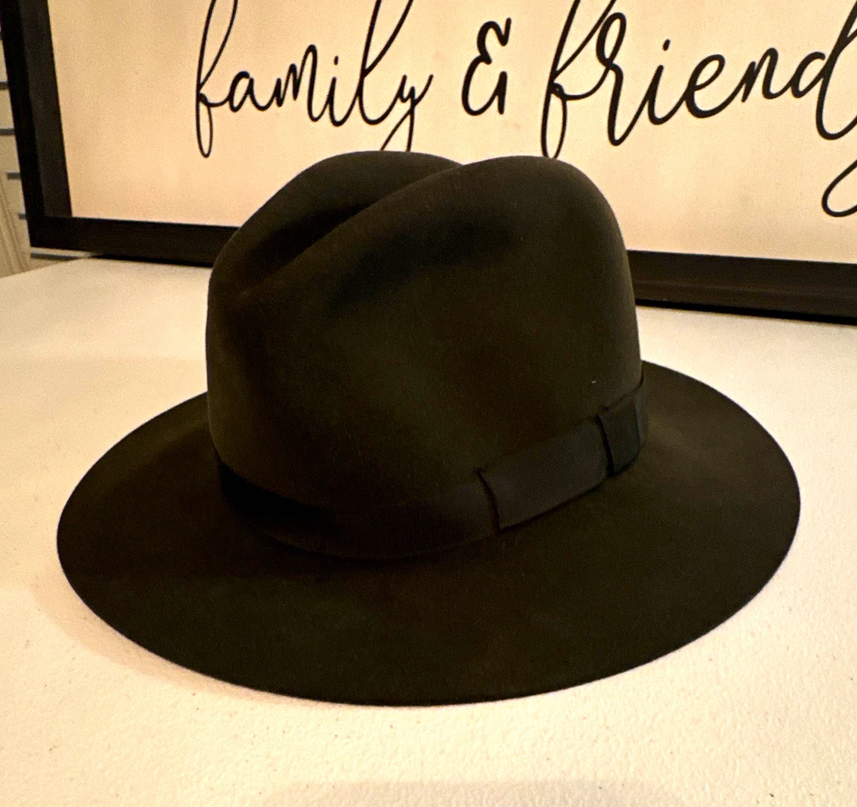 Sombrero Fedora Fiorentino Para Hombre Negro Piel Sólida Fieltro Talla 8 Hecho en República Checa