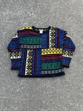 Vintage 90s Esprit Knitted Multicolor Sweater Pullover Size Medium
