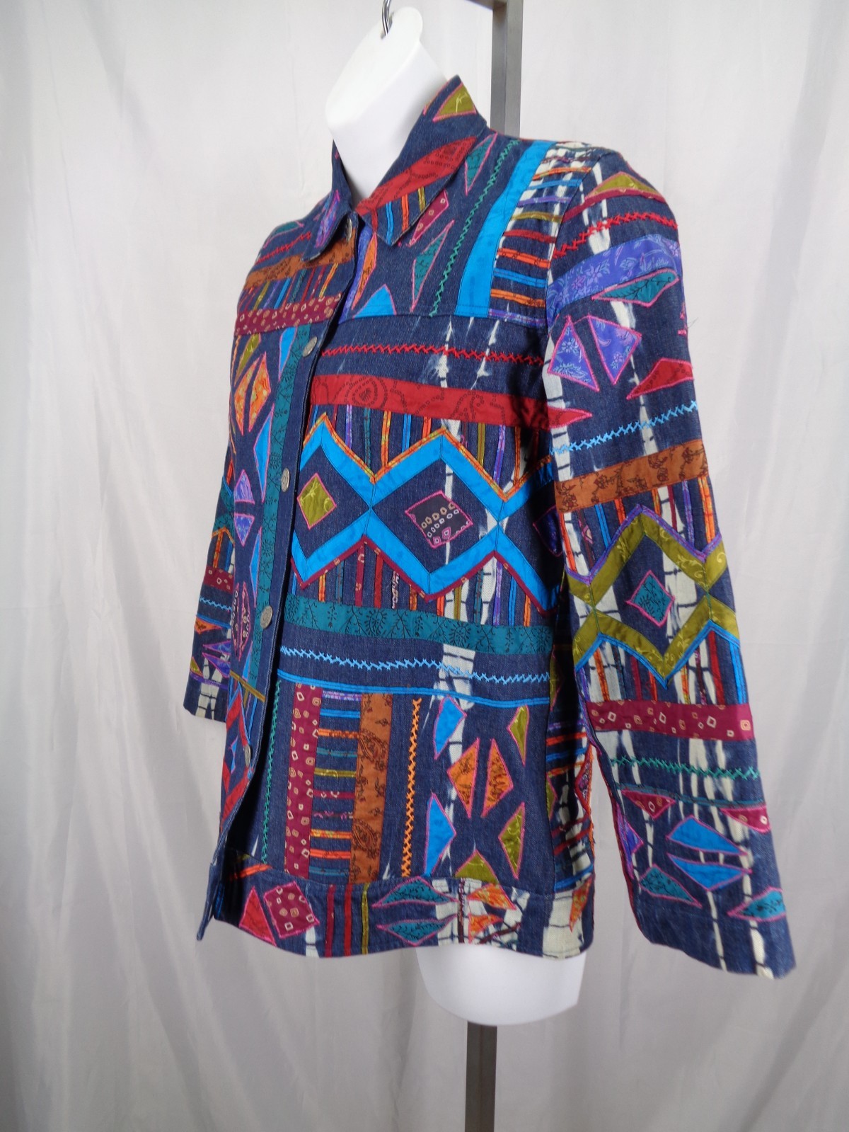 Chicos Design Patchwork Applique Embroidered Jean… - image 3