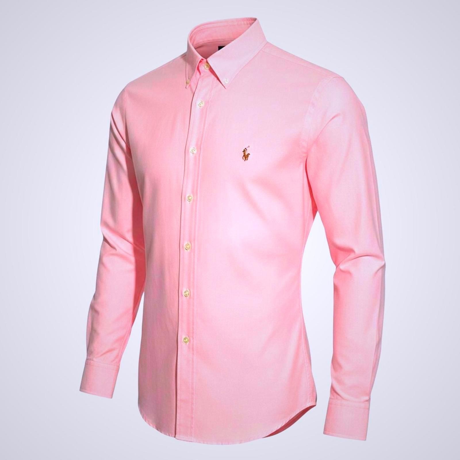 RALPH LAUREN Mens XL Pink 100% Cotton Dress/Casual Button Down Shirt Polo Logo