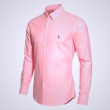 RALPH LAUREN Mens XL Pink 100 Cotton Dress/Casual Button Down Shirt Polo Logo