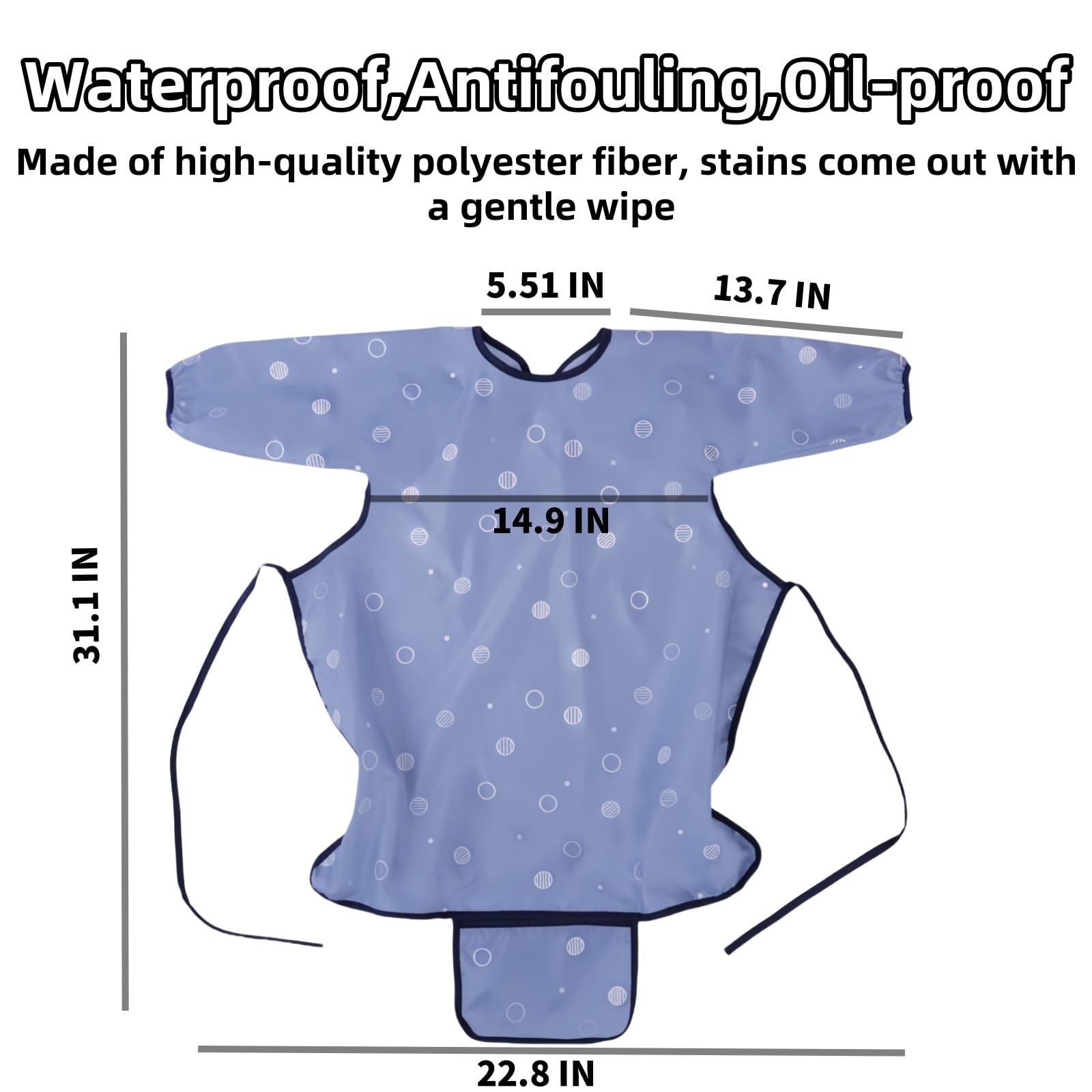 MOTEERLLU Coverall Baby Feeding Bib for Eating,Long Sleeves Bib Attaches to