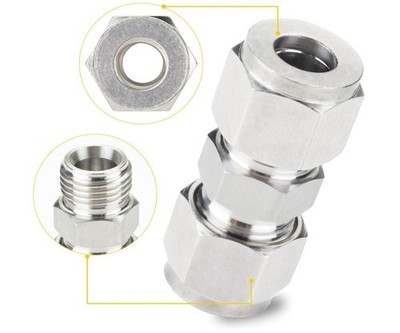 Metalwork Metric 304 Stainless Steel Compression Tube Fitting, Union, W/Double..