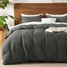 Waffle Weave Duvet Cover Set King Size,Soft Breathable 3pcs Comforter Cover S...