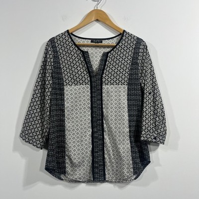Antilia Femme Patchwork Babydoll Blouse Womens Medium Dainty Festival Western