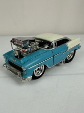 Muscle Machines 1955 Chevy Bel Air Supercharged 1:24 Diecast Blue White