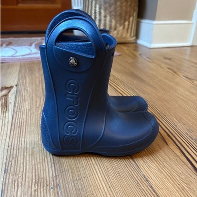 Crocs dark navy pull on calf height rain boots SIZE 1
