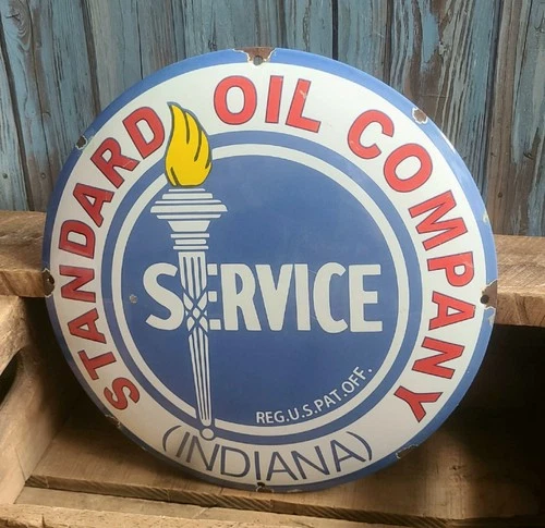 Vintage Standard Oil Company Service Domed Porcelain Metal Sign