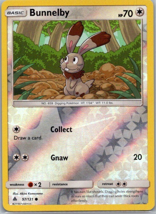 Bunnelby 97/131 Forbidden Light Pokemon Reverse Holo Near Mint