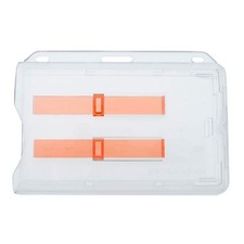 2 Card Horizontal Badge Holder Rigid Plastic Double Slider Red Extractor ID Prot