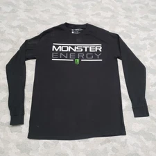Monster Energy Shirt Mens Medium Black Pullover Long Sleeve